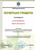 Почетная грамота Министерства образования С.А. Нелюбов "За услуги в обучении и воспитании подрастающего поколения, многолетний добросовестный труд"